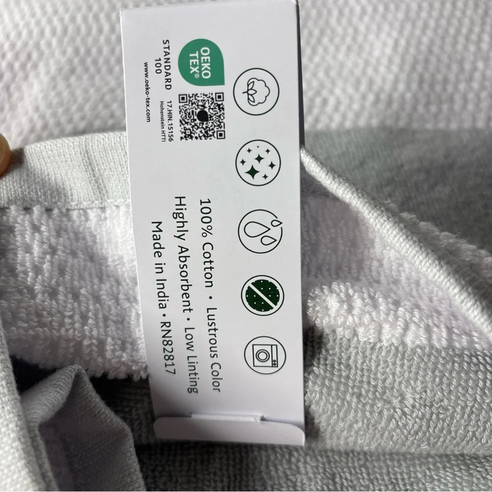 Lacoste Gray and White Bath Towel with Signature Design